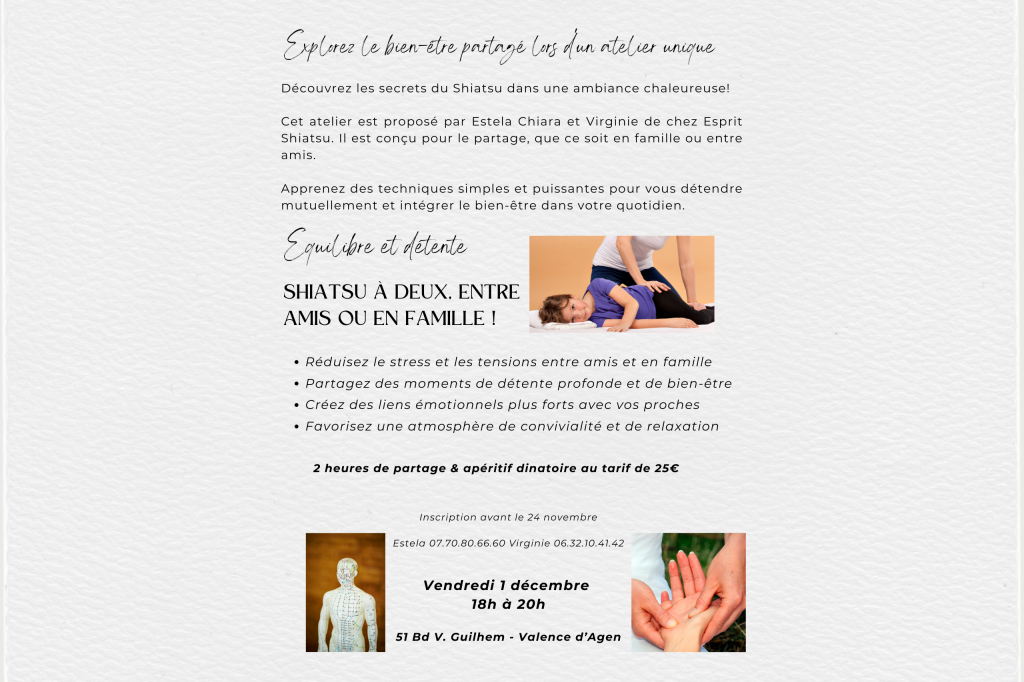 Présentation de l'atelier de shiatsu familial